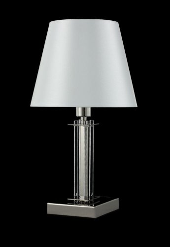 Настольная лампа NICOLAS LG1 NICKEL/WHITE Crystal Lux белая 1 лампа, основание никель металл стекло в стиле современный  фото 3